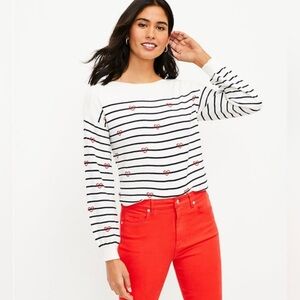 Striped Cream and Black Women's Top